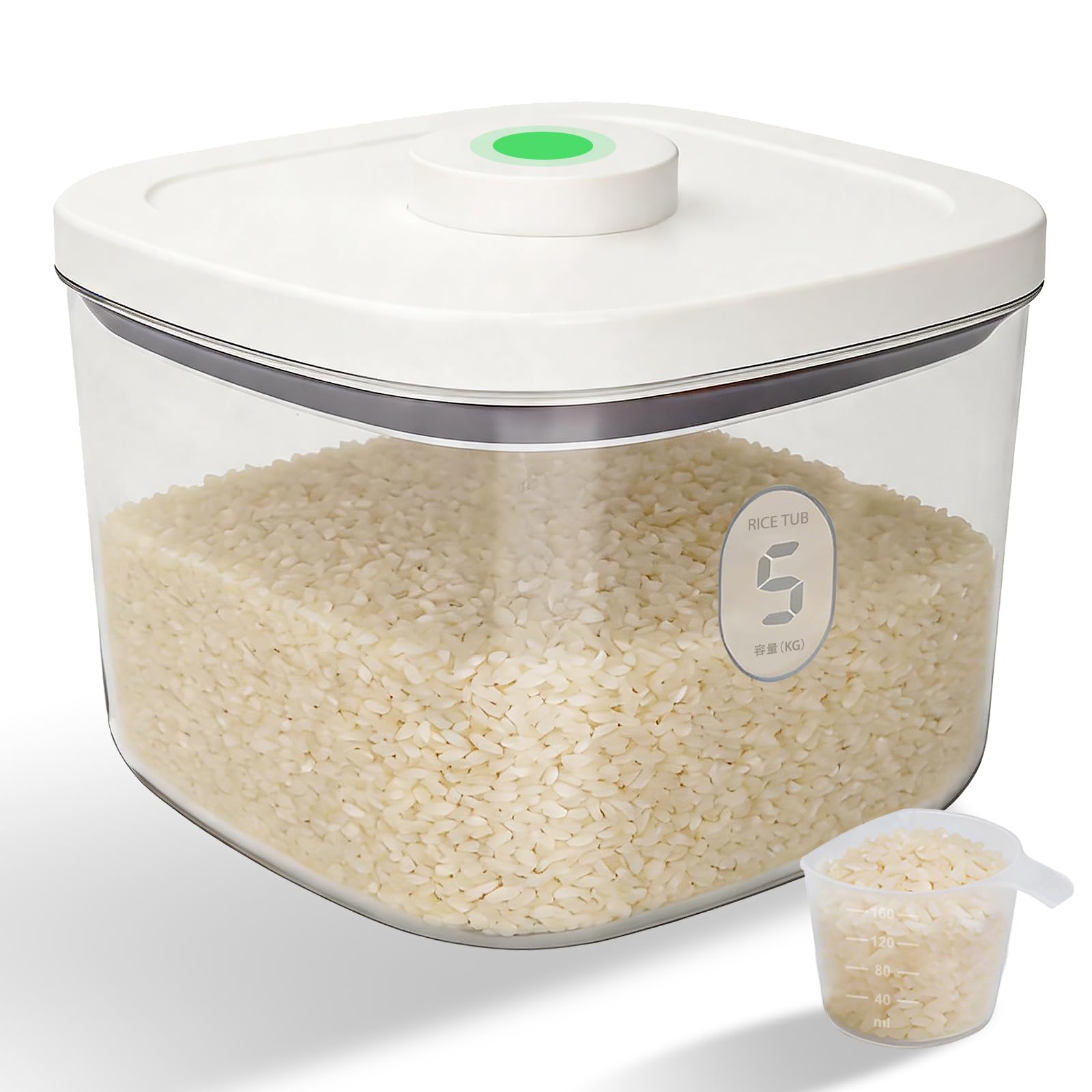 5L Airtight Rice Storage Container with Pop-Up Lid & Measuring Cup – BPA-Free Food-Grade PET Kitchen Canister for Dry Goods, Customizable, Factory Direct Wholesale