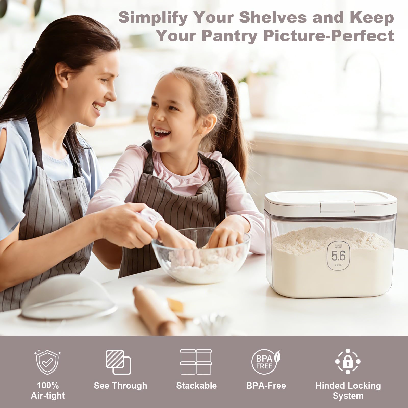 5L Airtight Rice Storage Container with Pop-Up Lid & Measuring Cup – BPA-Free Food-Grade PET Kitchen Canister for Dry Goods, Customizable, Factory Direct Wholesale