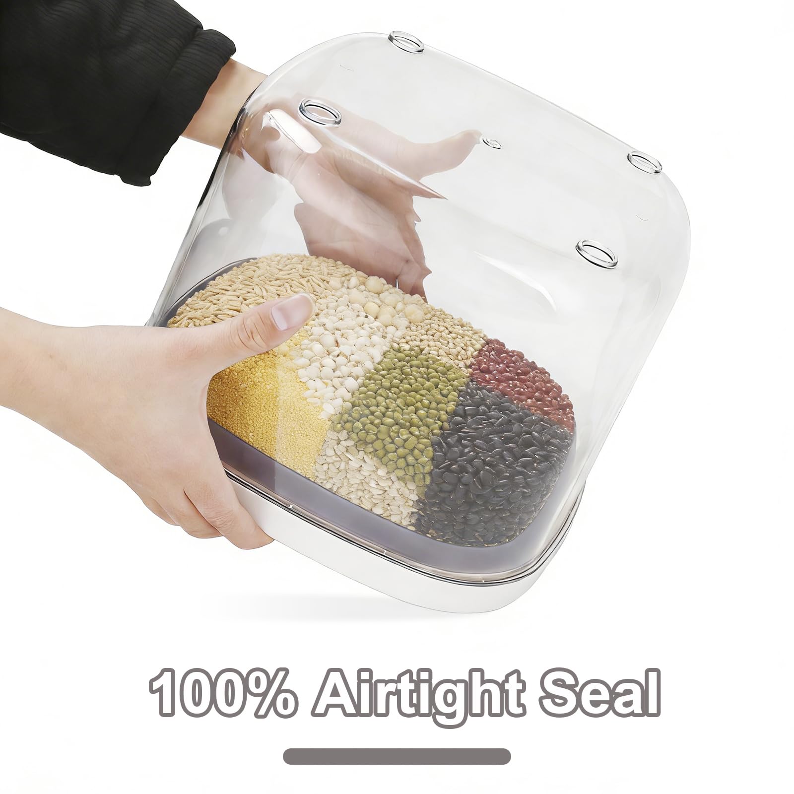 5L Airtight Rice Storage Container with Pop-Up Lid & Measuring Cup – BPA-Free Food-Grade PET Kitchen Canister for Dry Goods, Customizable, Factory Direct Wholesale