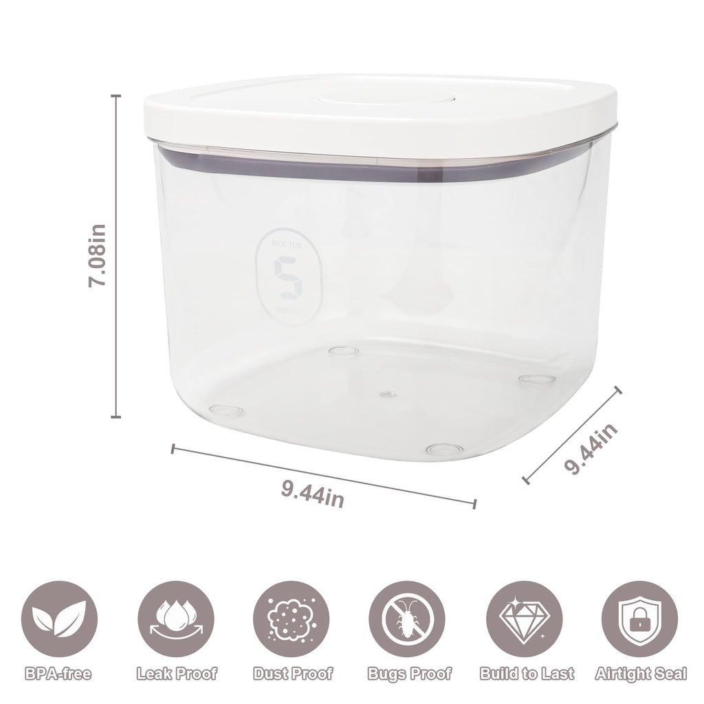 5L Airtight Rice Storage Container with Pop-Up Lid & Measuring Cup – BPA-Free Food-Grade PET Kitchen Canister for Dry Goods, Customizable, Factory Direct Wholesale