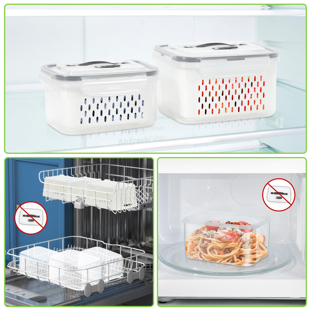 5-Pack BPA-Free Plastic Fruit Storage Container Set with Removable Colander – Fridge Organizer for Berries, Vegetables & Salad, Stackable, Microwave & Dishwasher Safe, Customizable, Factory Direct Wholesale