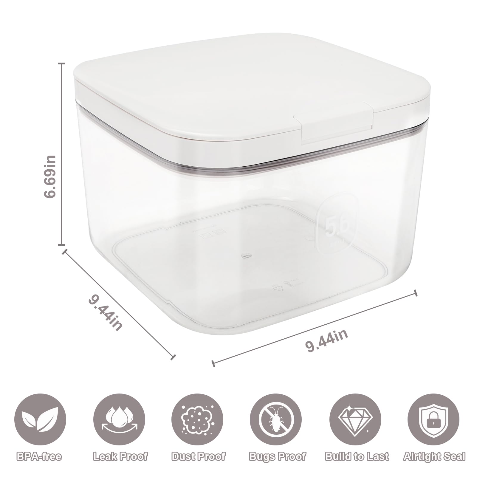 5L Airtight Rice Storage Container with Pop-Up Lid & Measuring Cup – BPA-Free Food-Grade PET Kitchen Canister for Dry Goods, Customizable, Factory Direct Wholesale