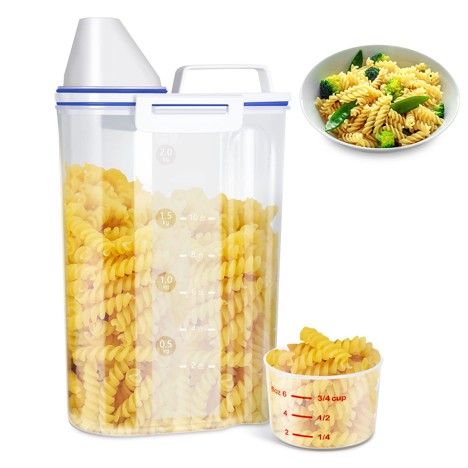 2L BPA-Free Plastic Food Storage Container with Airtight Lid & Measuring Cup – Customizable Kitchen Canister for Dry Goods, Factory Direct Wholesale