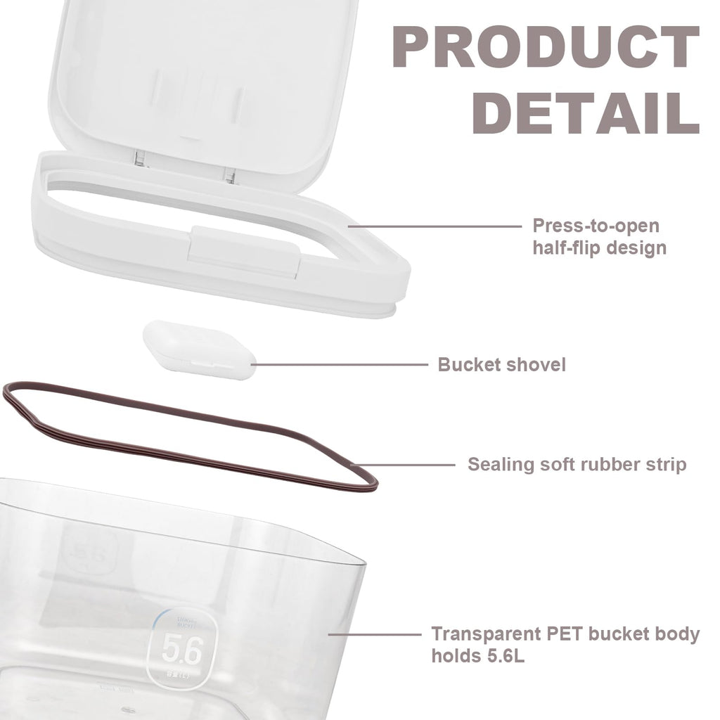 5L Airtight Rice Storage Container with Pop-Up Lid & Measuring Cup – BPA-Free Food-Grade PET Kitchen Canister for Dry Goods, Customizable, Factory Direct Wholesale