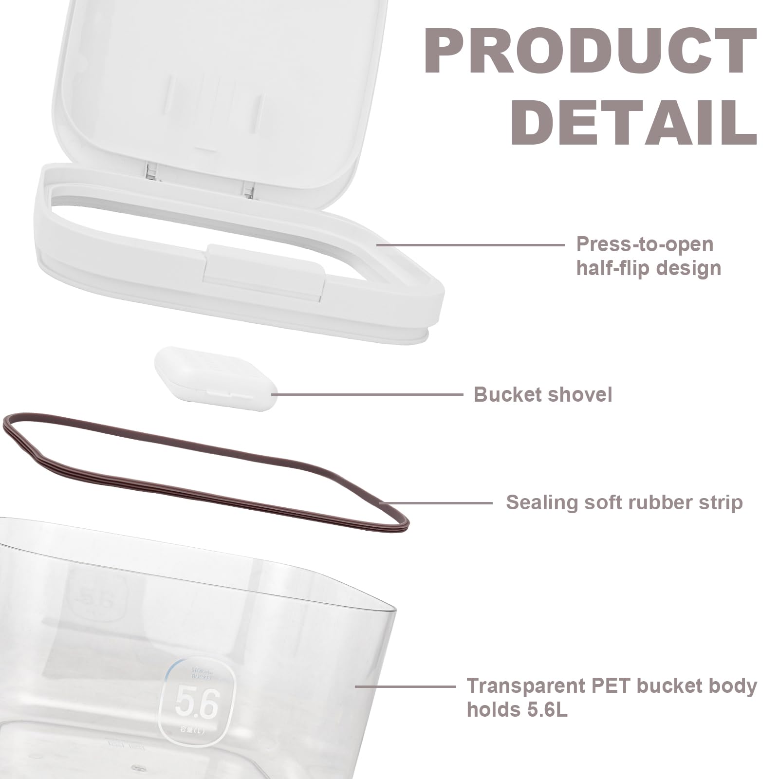 5L Airtight Rice Storage Container with Pop-Up Lid & Measuring Cup – BPA-Free Food-Grade PET Kitchen Canister for Dry Goods, Customizable, Factory Direct Wholesale