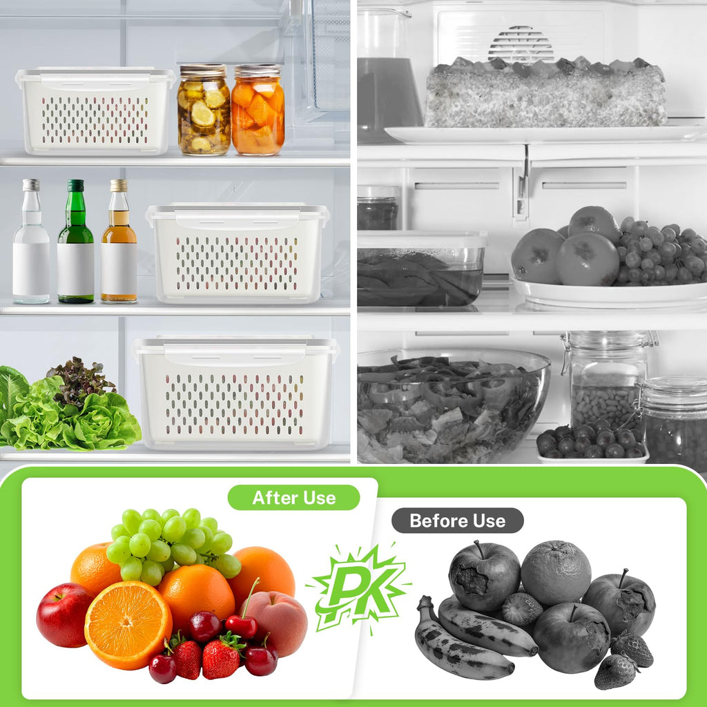 5-Pack BPA-Free Plastic Fruit Storage Container Set with Removable Colander – Fridge Organizer for Berries, Vegetables & Salad, Stackable, Microwave & Dishwasher Safe, Customizable, Factory Direct Wholesale