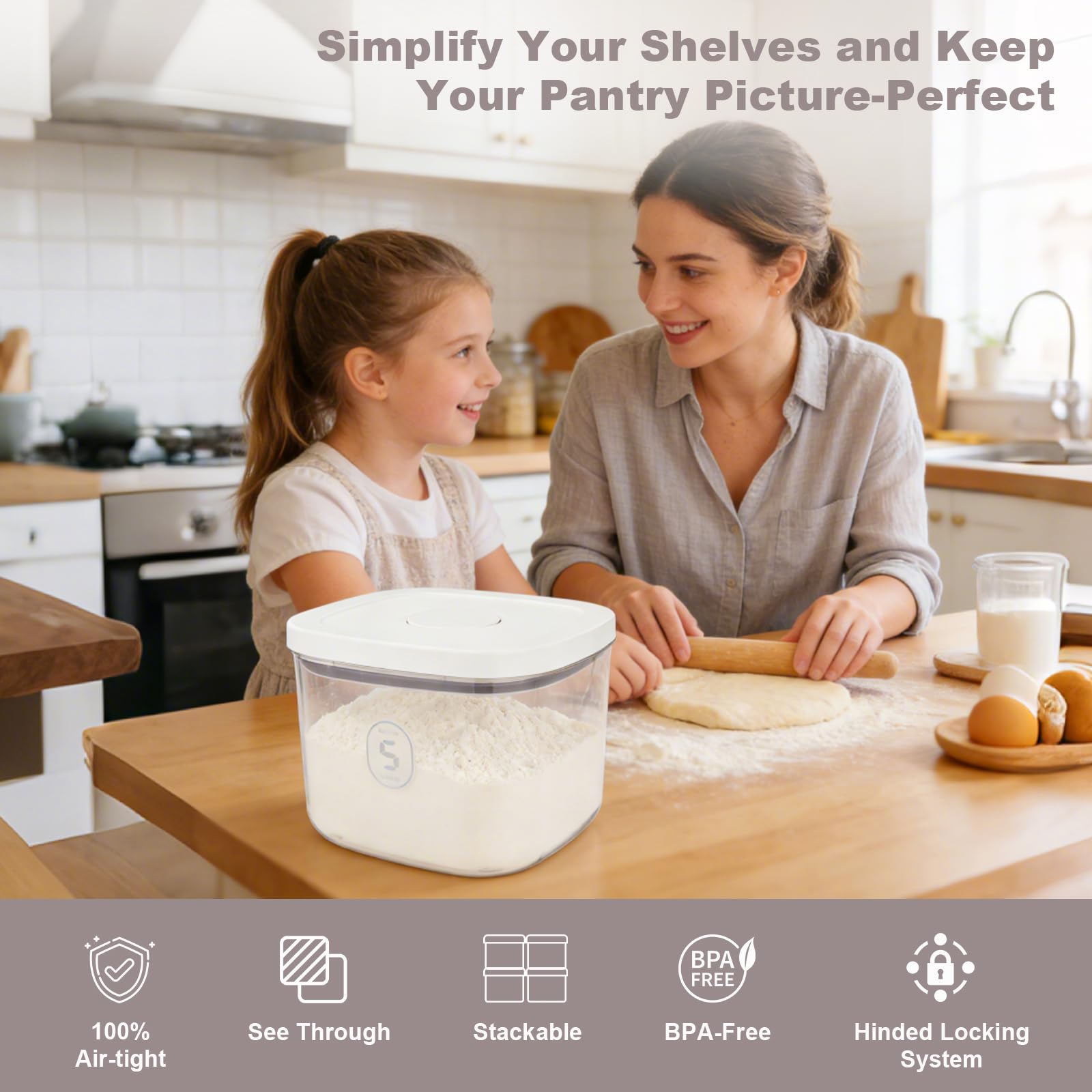 5L Airtight Rice Storage Container with Pop-Up Lid & Measuring Cup – BPA-Free Food-Grade PET Kitchen Canister for Dry Goods, Customizable, Factory Direct Wholesale