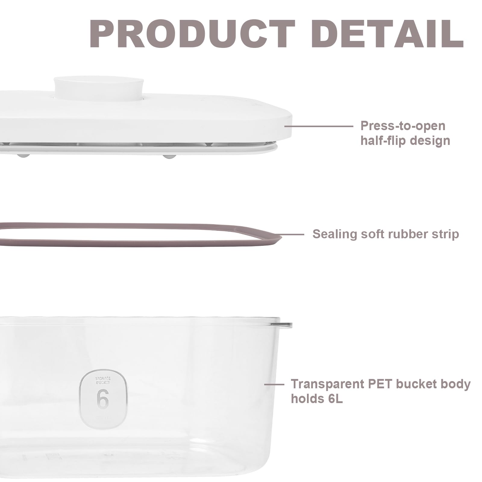 5L Airtight Rice Storage Container with Pop-Up Lid & Measuring Cup – BPA-Free Food-Grade PET Kitchen Canister for Dry Goods, Customizable, Factory Direct Wholesale