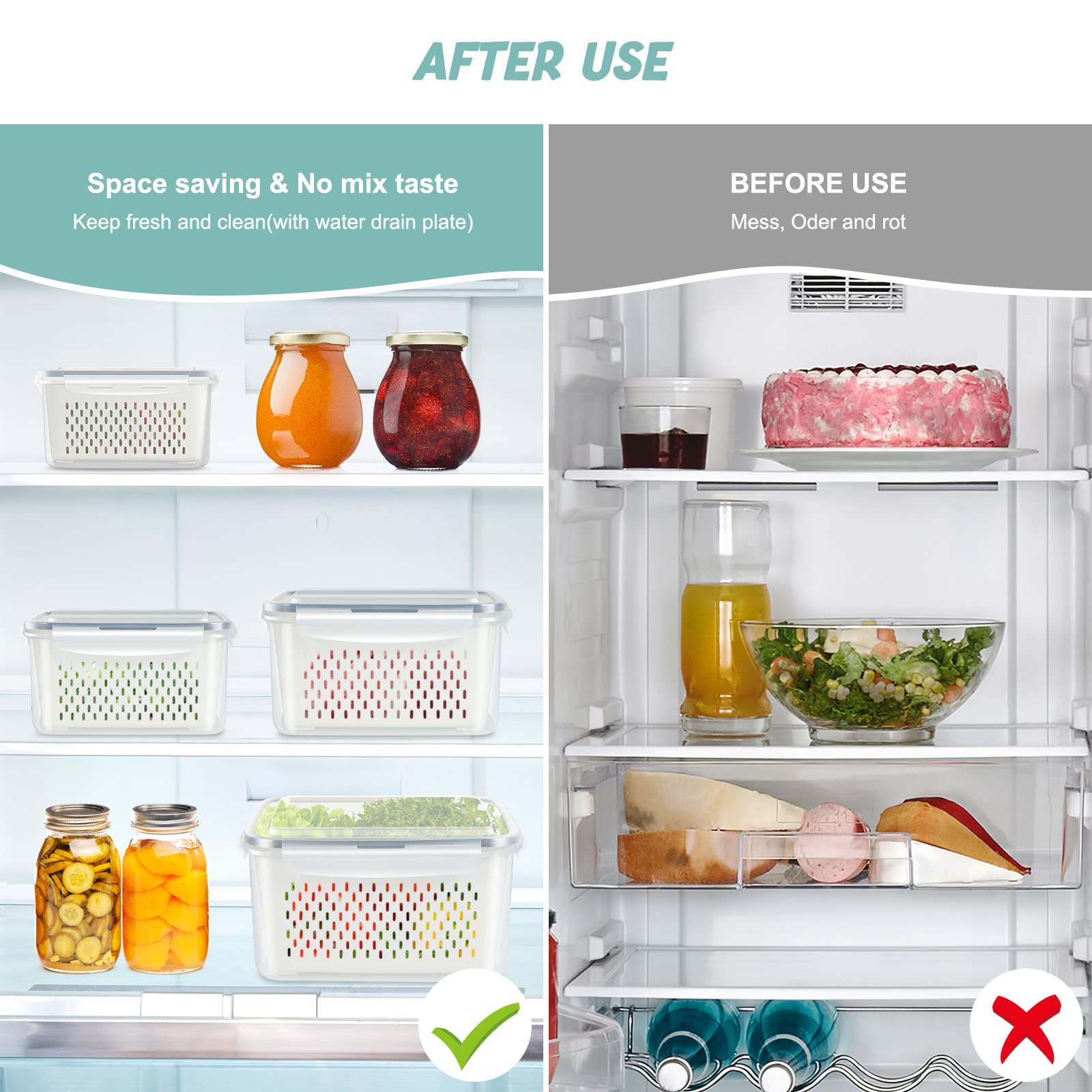 5-Pack BPA-Free Plastic Fruit Storage Container Set with Removable Colander – Fridge Organizer for Berries, Vegetables & Salad, Stackable, Microwave & Dishwasher Safe, Customizable, Factory Direct Wholesale