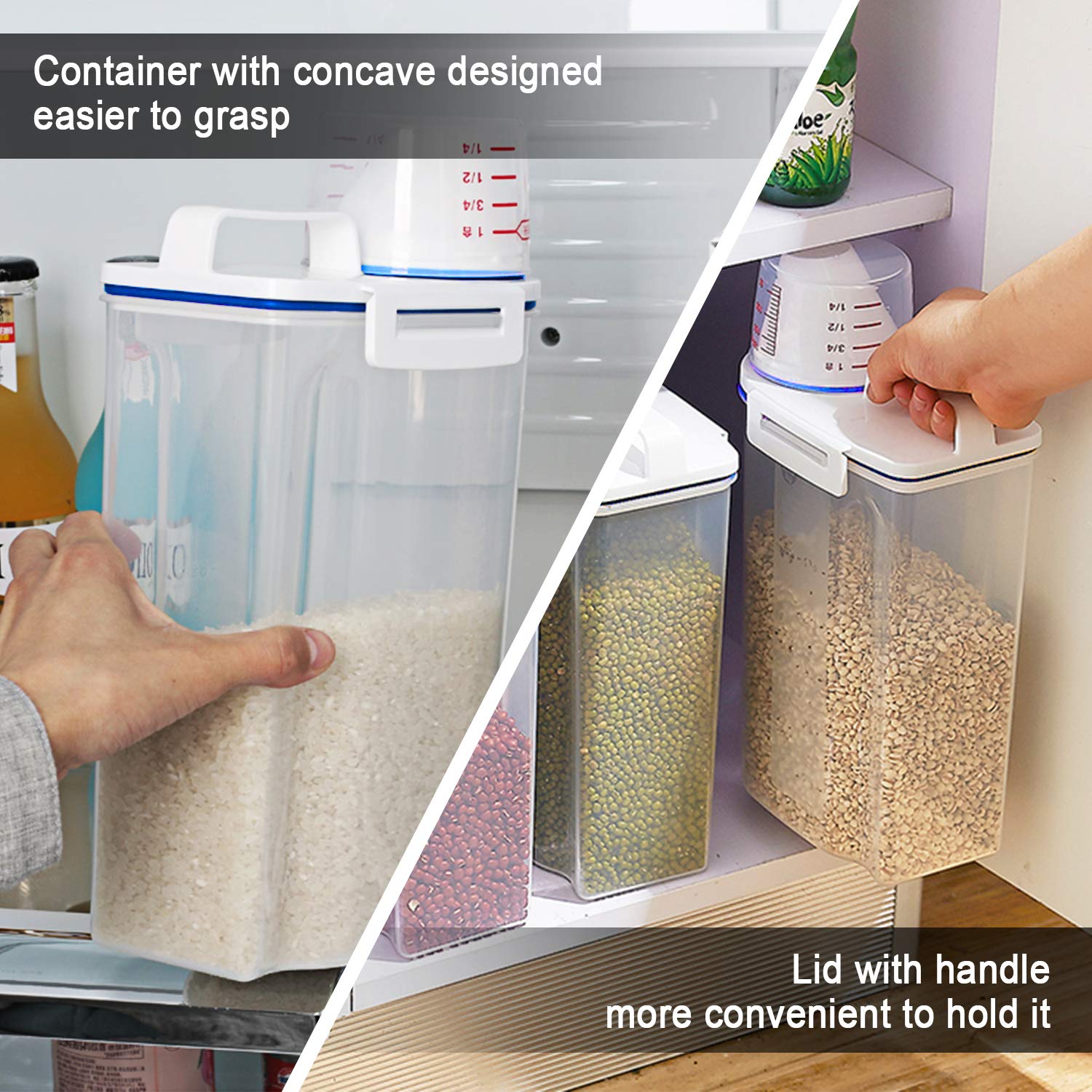 2L BPA-Free Plastic Food Storage Container with Airtight Lid & Measuring Cup – Customizable Kitchen Canister for Dry Goods, Factory Direct Wholesale