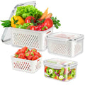 5-Pack BPA-Free Plastic Fruit Storage Container Set with Removable Colander – Fridge Organizer for Berries, Vegetables & Salad, Stackable, Microwave & Dishwasher Safe, Customizable, Factory Direct Wholesale